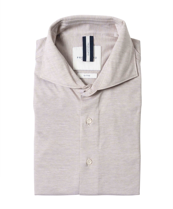 Heren overhemd lange mouw beige