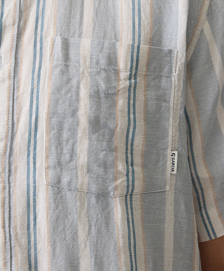 Heren overhemd korte mouw blauw