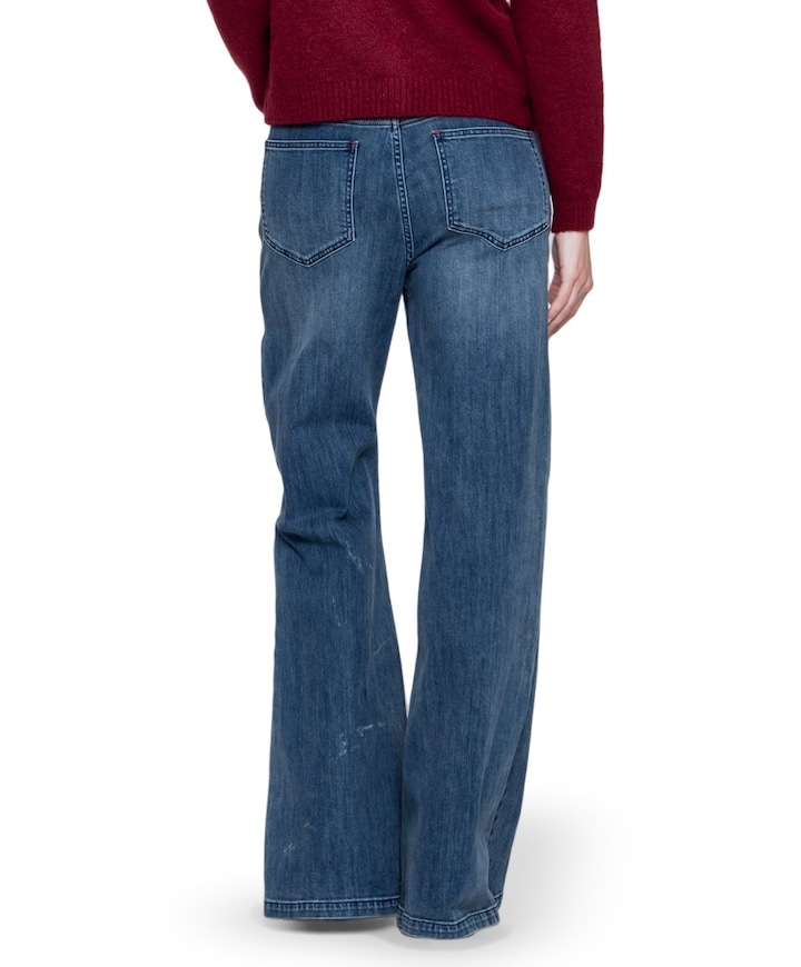 Wide long plead dames jeans blauw