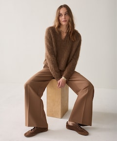 Trousers wide legs foam uni dames broek bruin
