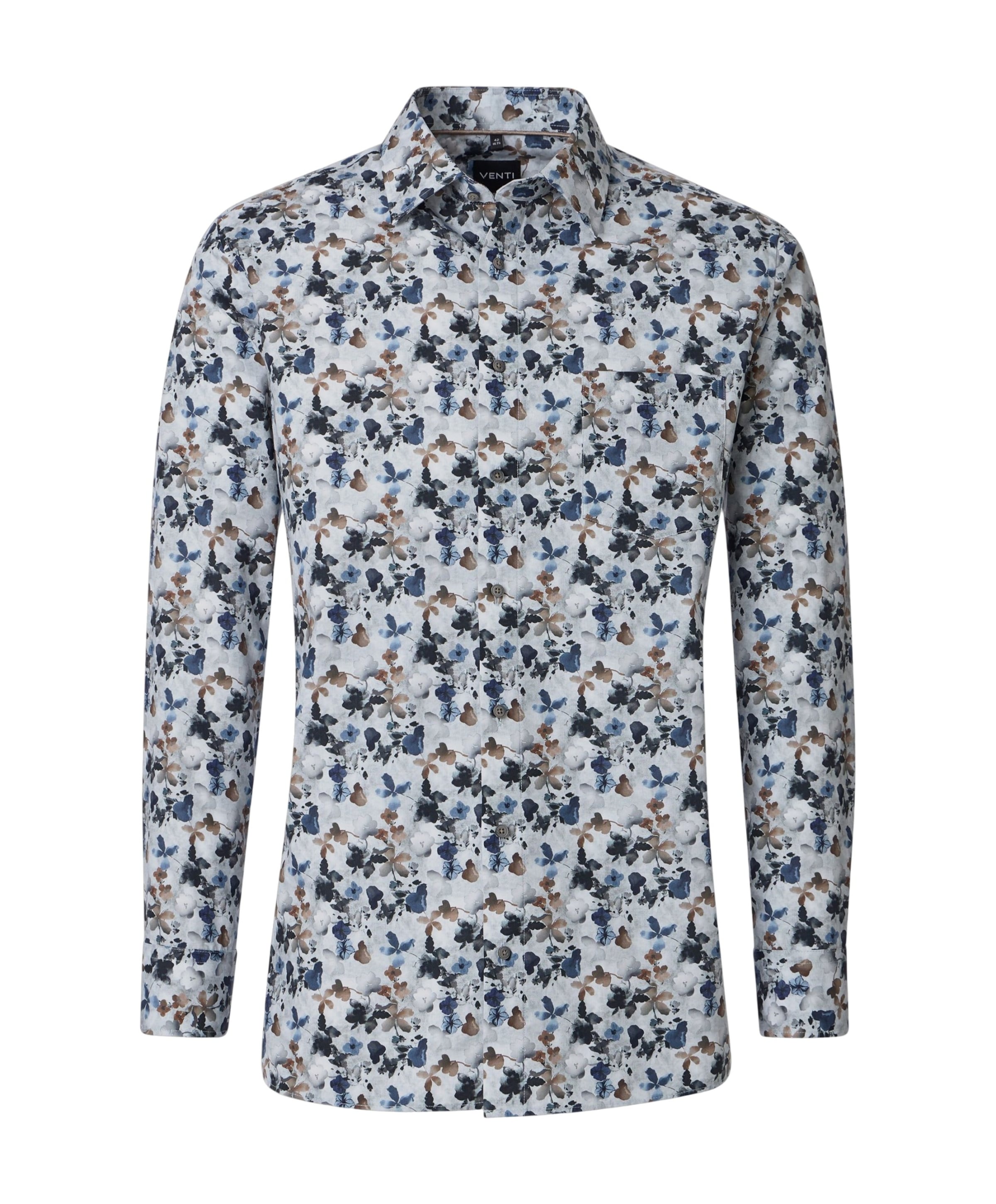 Heren overhemd lange mouw blauw