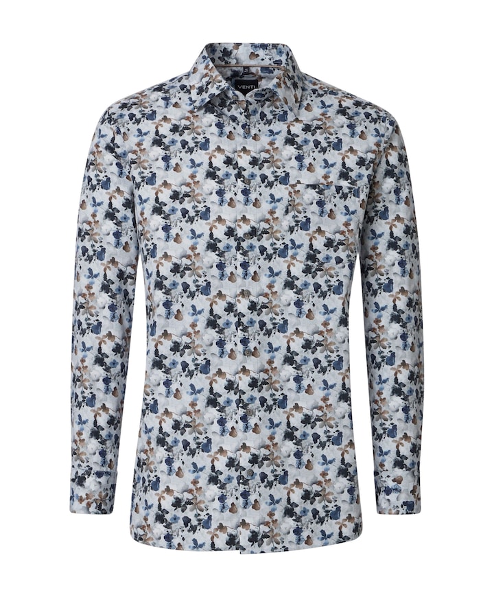 Heren overhemd lange mouw blauw