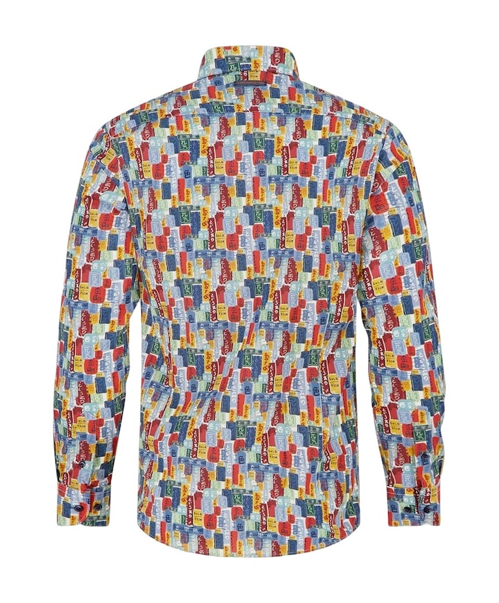 Heren overhemd lange mouw multicolor