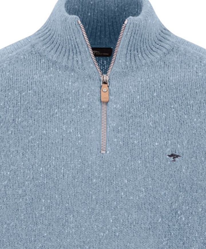 Heren trui met rits blauw