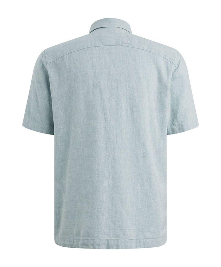 Heren overhemd korte mouw blauw