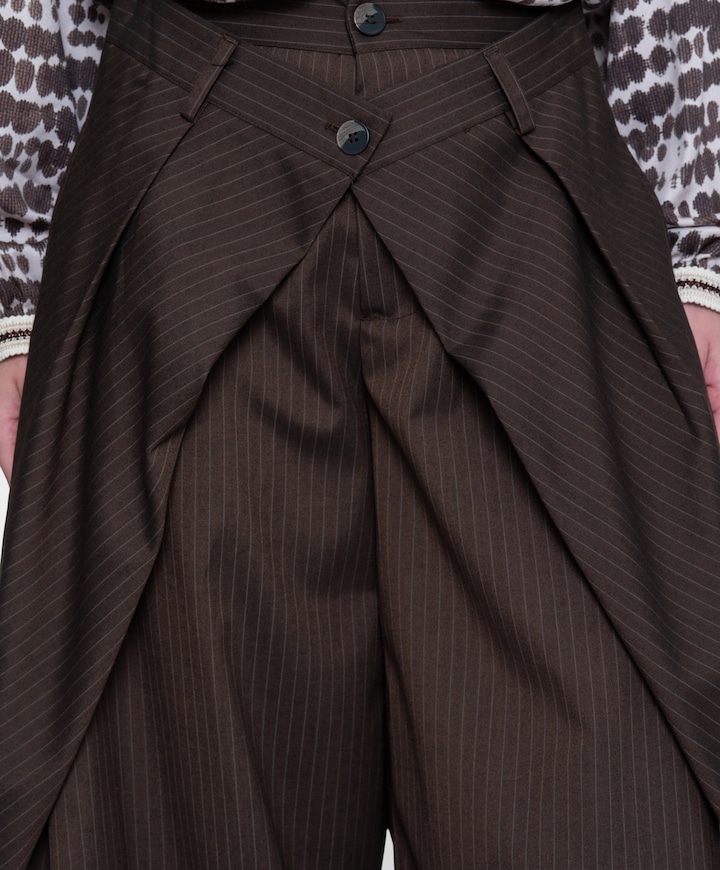 Pants baggy pinstripe dames broek bruin