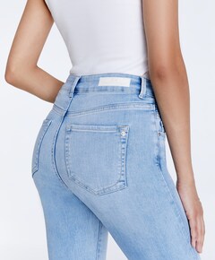 ultra high waist flare dames jeans blauw