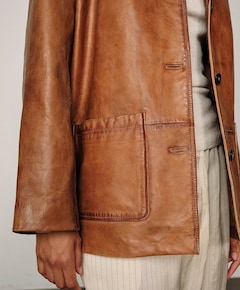 Dames leren jas beige