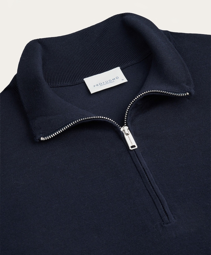 Heren trui met rits blauw
