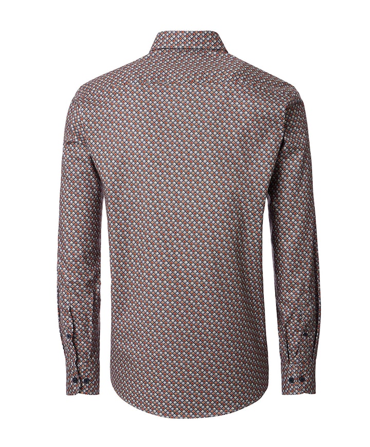 Heren overhemd lange mouw oranje