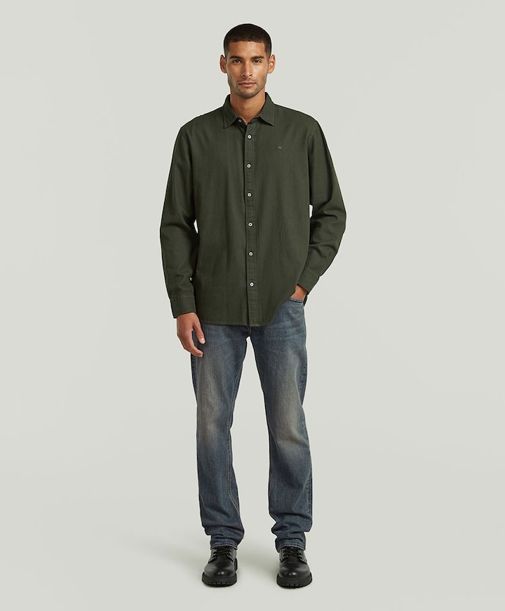 Heren overhemd lange mouw groen