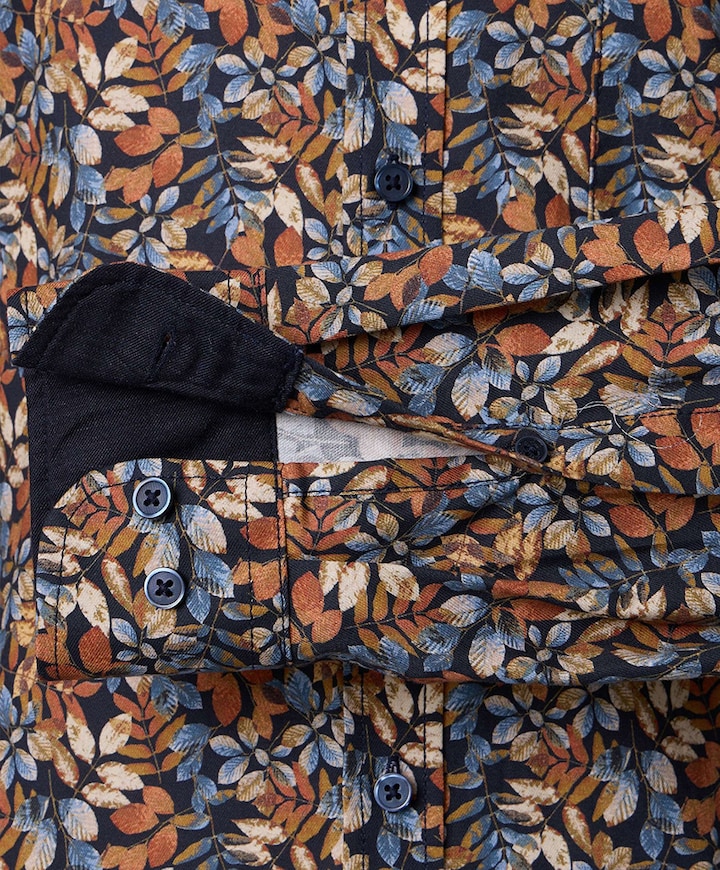 Heren overhemd lange mouw oranje