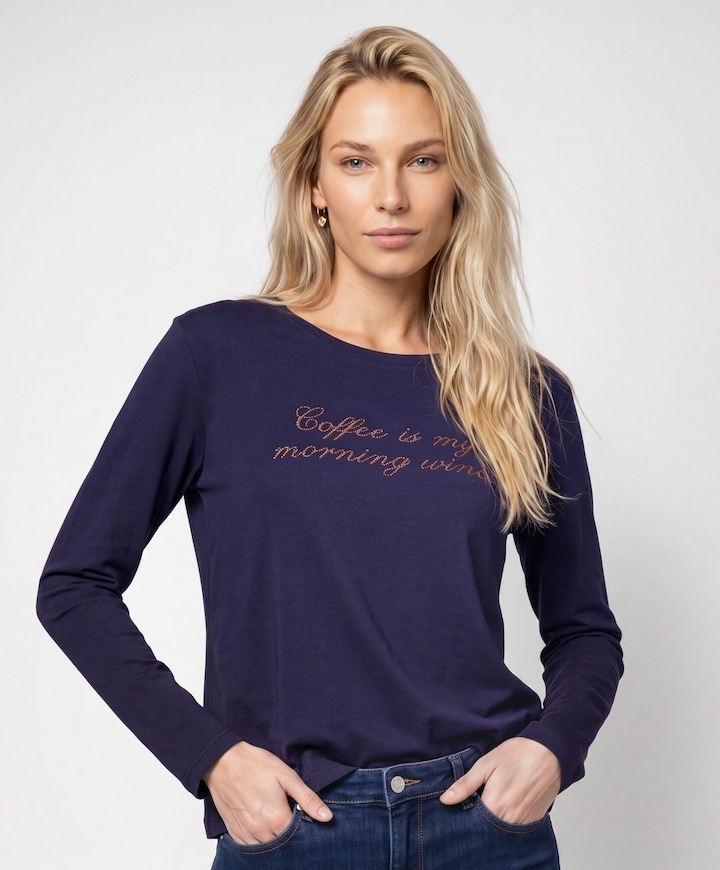 Dames longsleeve blauw