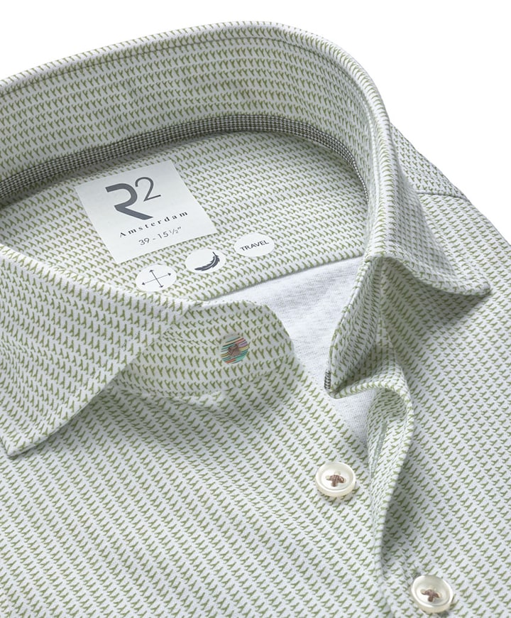 Heren overhemd lange mouw groen