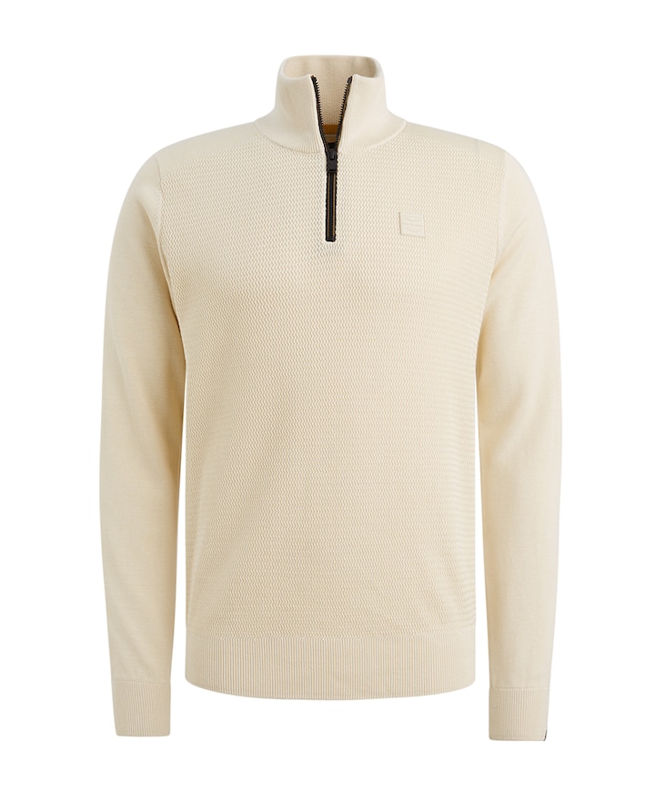 Heren trui met rits ecru