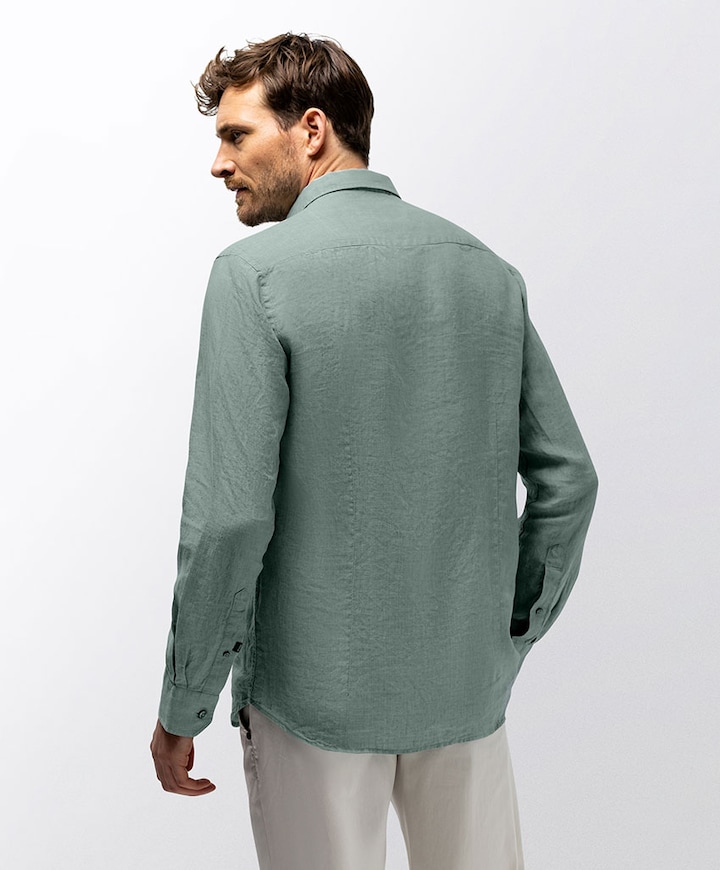 Heren overhemd lange mouw groen