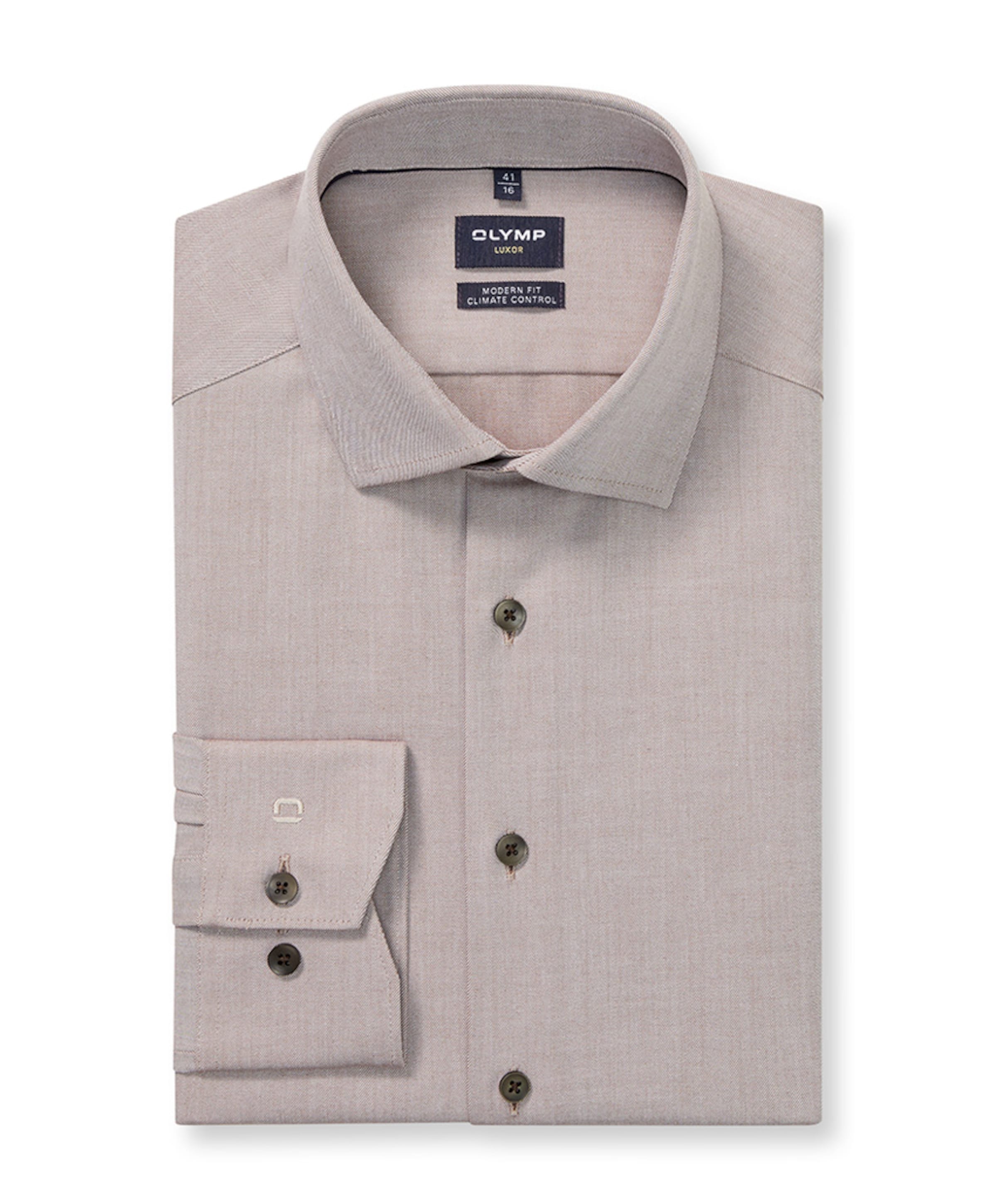 Heren overhemd lange mouw beige