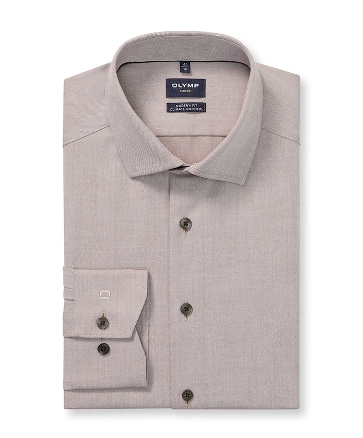 Heren overhemd lange mouw beige