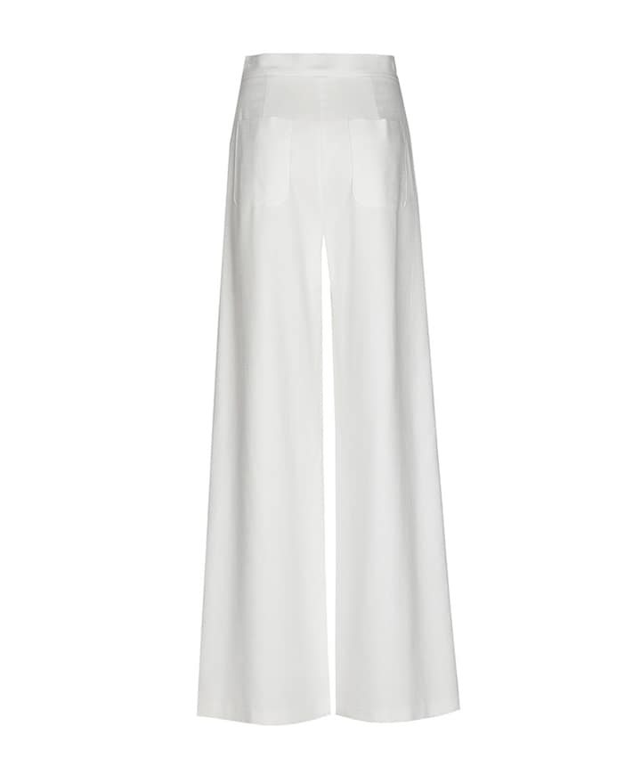 viscose mix effen plooi dames broek ecru