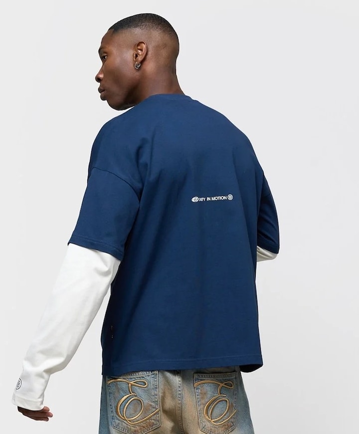 Uniseks longsleeve blauw