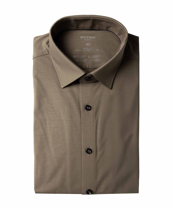 Heren overhemd lange mouw bruin