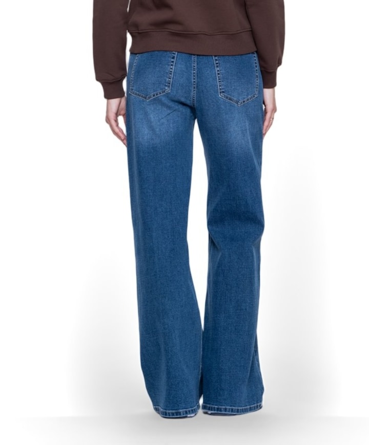 Wide frontseam dames jeans blauw