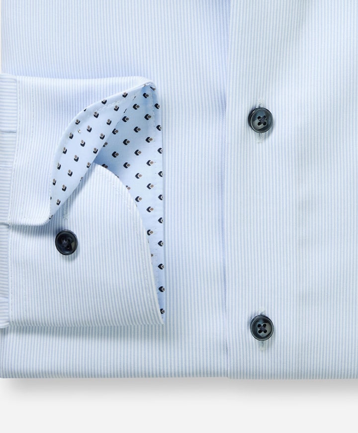 Heren overhemd extra lange mouw blauw