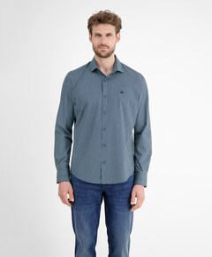 Heren overhemd lange mouw blauw