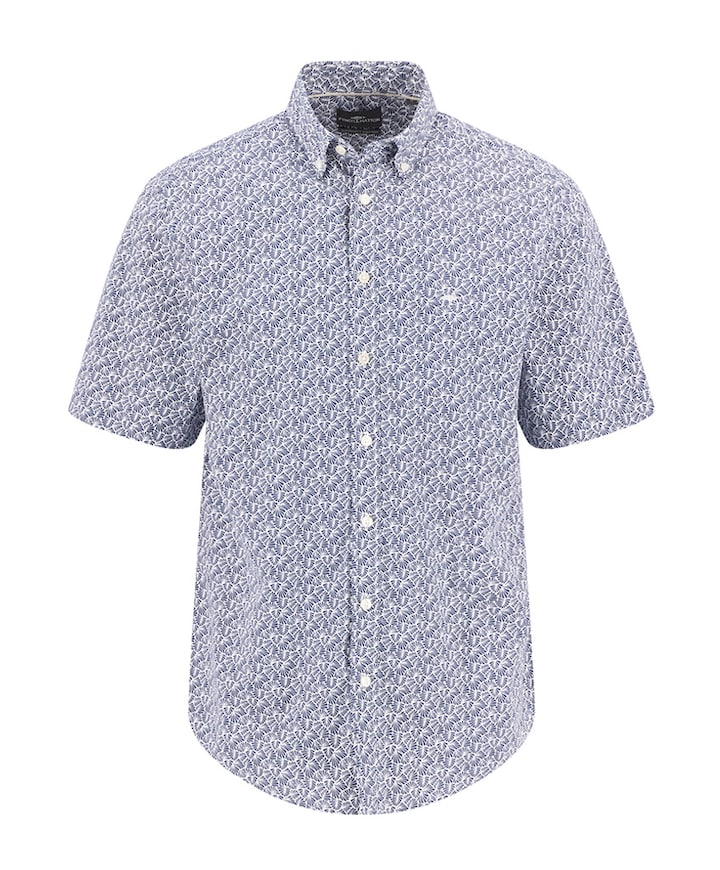 Heren overhemd korte mouw blauw