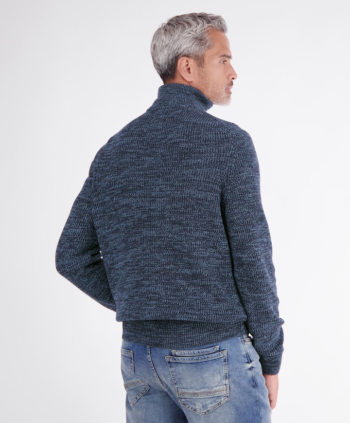 Heren trui met rits blauw