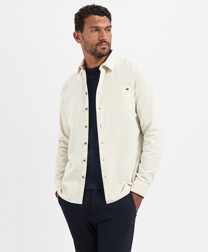 Heren overhemd lange mouw beige