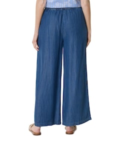 Wide leg tencel dames broek blauw
