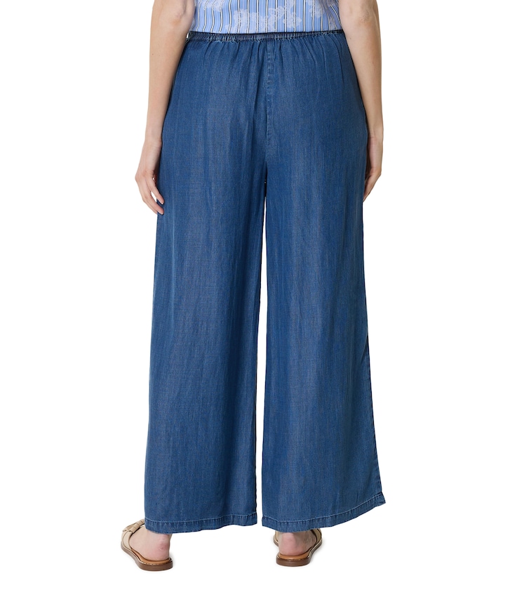 Wide leg tencel dames broek blauw