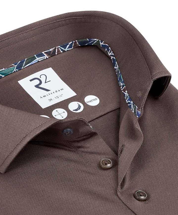 Overhemd lange mouw bruin