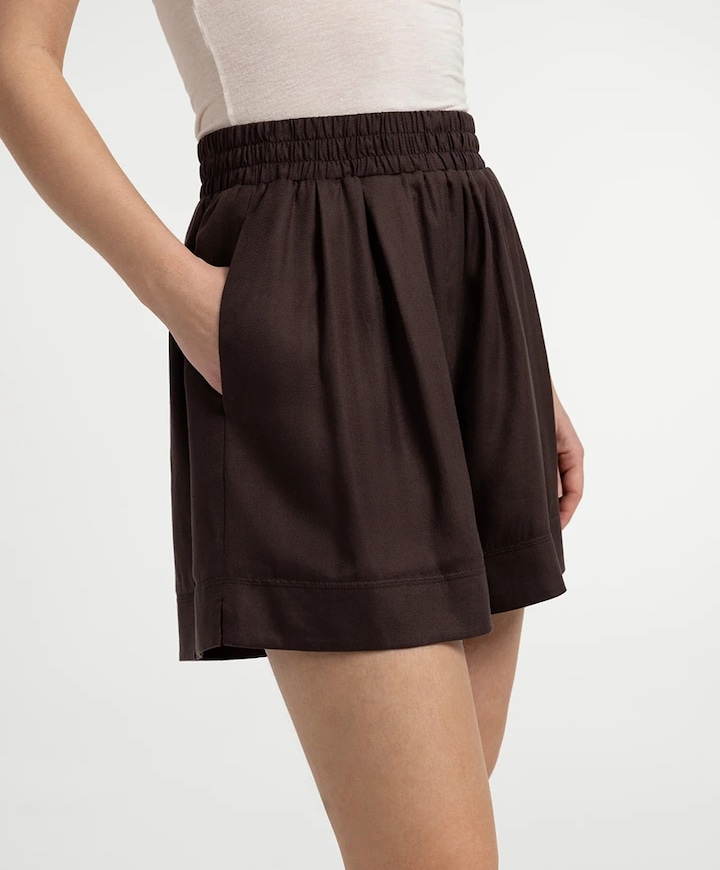 Geweven met hoge taille dames korte broek paars