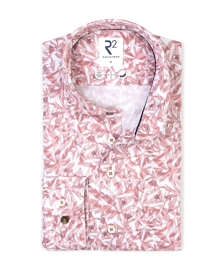 Heren overhemd lange mouw rood