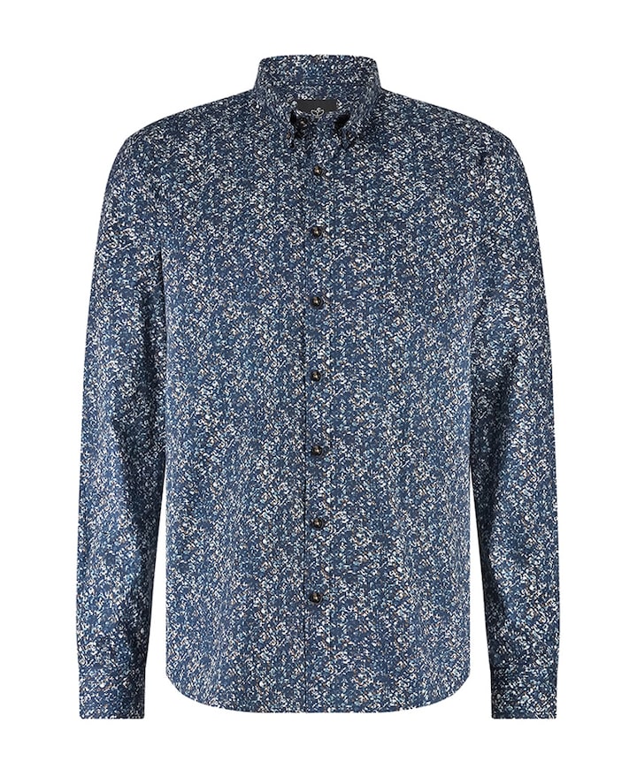 Heren overhemd lange mouw blauw