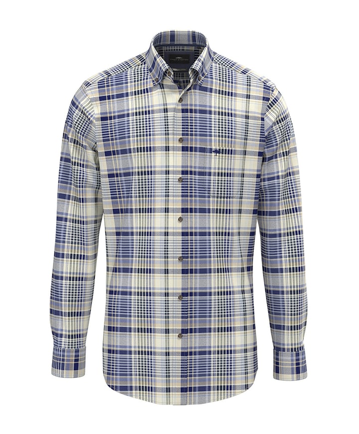 Heren overhemd lange mouw blauw