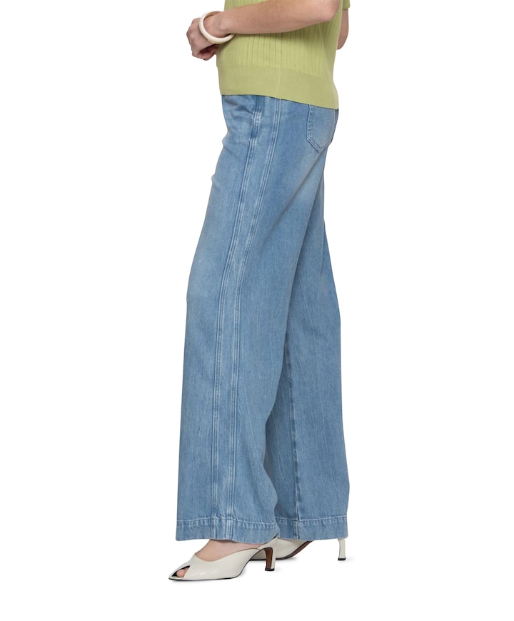 Wide soft wash dames jeans blauw