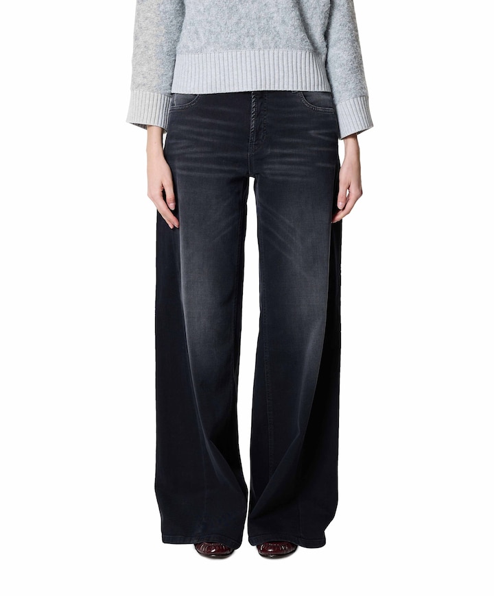 Palazzo patch dames jeans grijs