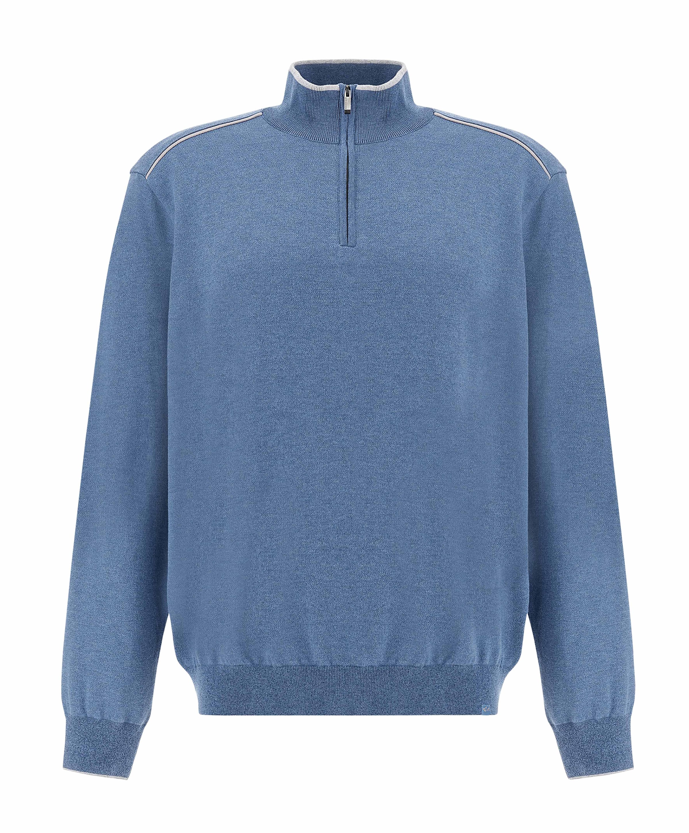 Heren trui met rits blauw