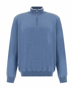 Heren trui met rits blauw