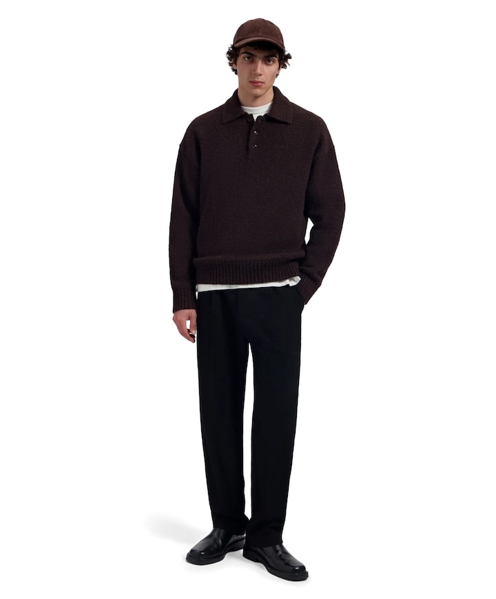 Regular Wool Pleated Pant heren pantalon zwart