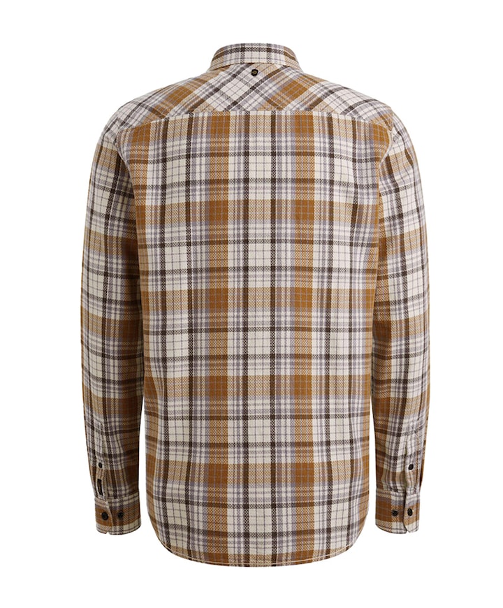 Heren overhemd lange mouw bruin