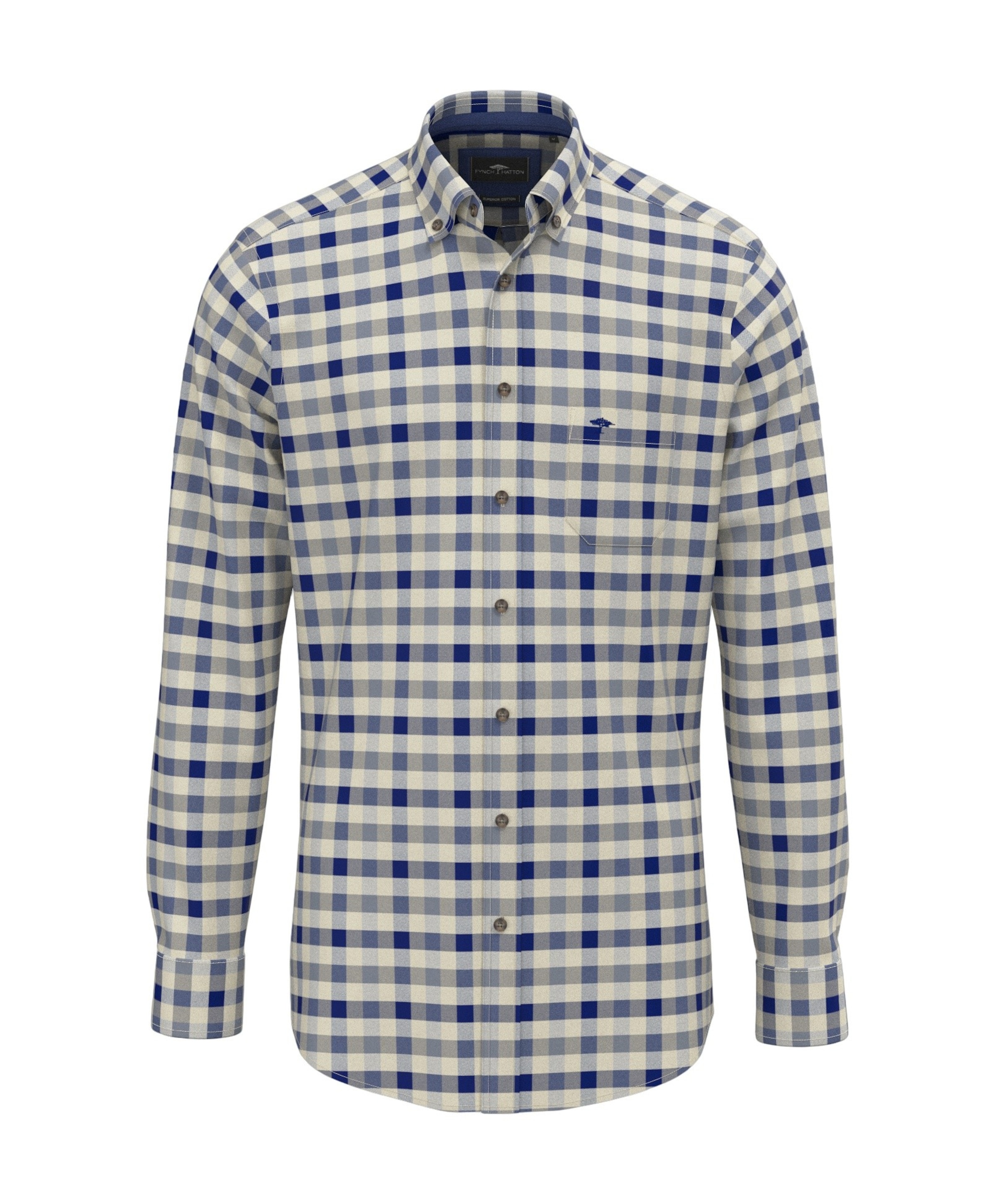 Heren overhemd lange mouw blauw
