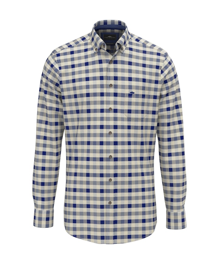 Heren overhemd lange mouw blauw