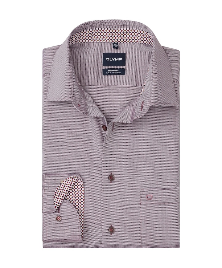 Heren overhemd lange mouw bordeaux