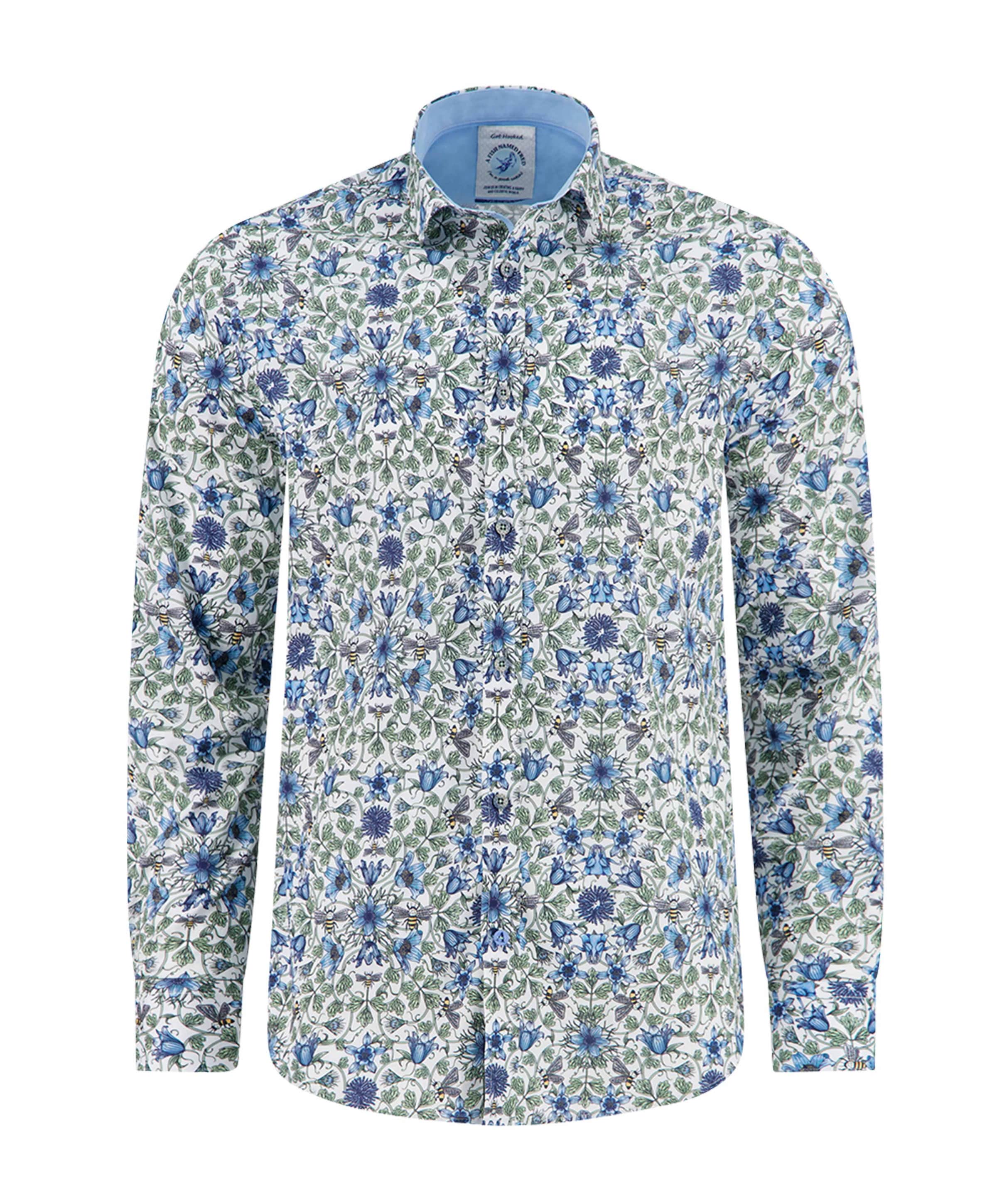 Heren overhemd lange mouw groen