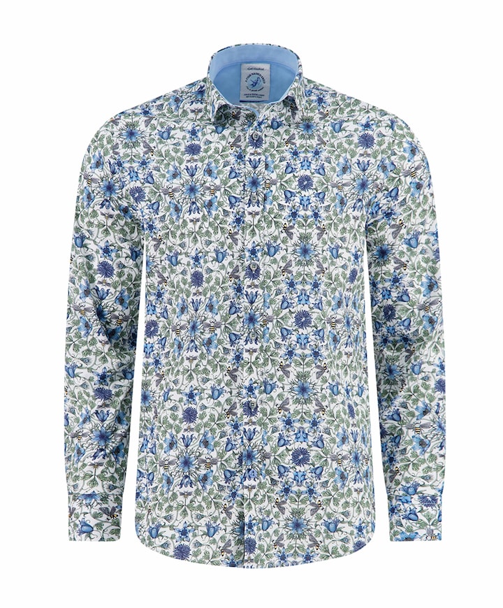 Heren overhemd lange mouw groen