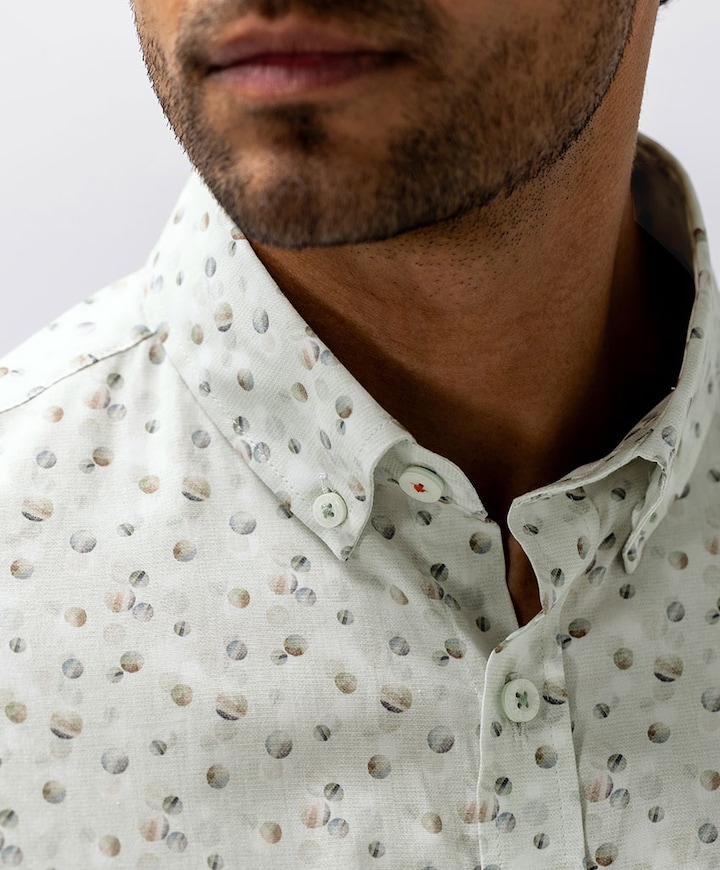 Heren overhemd lange mouw groen